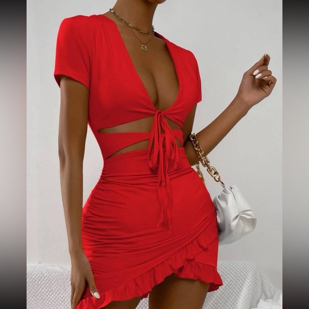 Shein red dress
